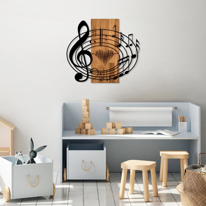 Wallity Accesorio de Pared Musical en Nogal y Negro
